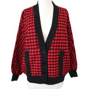 vtg 80s JUKIE check cardigan top One Size